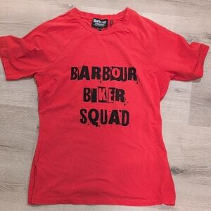 Barbour Red 'Biker Squad' Graphic Tee. Size 8